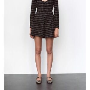 Nwt Zara Black Plaid Long Sleeve Dress size small